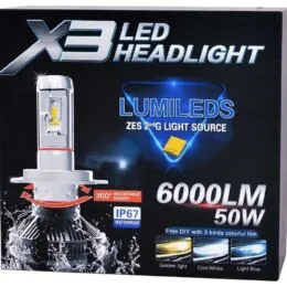 X3 LED Λάμπες Αυτοκινήτου H7 | 50W 6000lm 6500K με Philips Lumileds ZES2 – Σετ 2 τεμ.