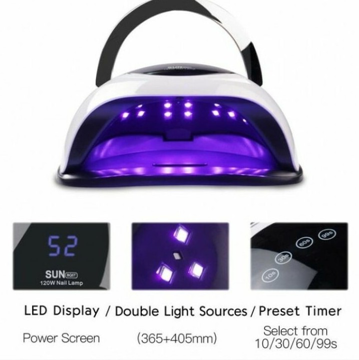 Λάμπα Νυχιών SUN 5T 120W | LED/UV για Gel & Ημιμόνιμο | με Οθόνη & 4 Χρονοδιακόπτες - Image 2