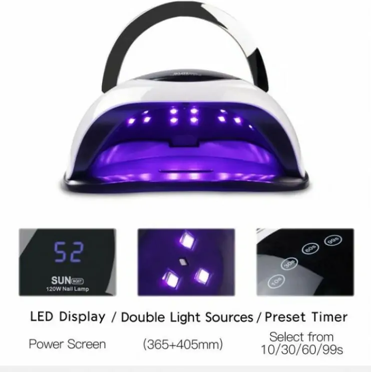 Λάμπα Νυχιών SUN 5T 120W | LED/UV για Gel & Ημιμόνιμο | με Οθόνη & 4 Χρονοδιακόπτες - Image 2