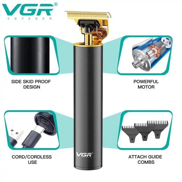 VGR V-087 Επαγγελματική Κουρευτική Μηχανή Περιγράμματος | Επαναφορτιζόμενη με T-Blade & USB Φόρτιση - Image 3