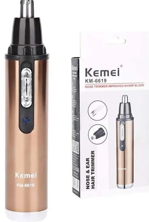 Trimmer Μύτης Kemei KM-6619 | Επαναφορτιζόμενο με Καλώδιο 220V, Πλενόμενη Κεφαλή, Αθόρυβο, Μεταλλικό