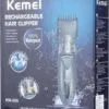 Kemei KM-605 Αδιάβροχη Κουρευτική Μηχανή Επαναφορτιζόμενη, | Ρυθμιζόμενο Dial, Λιπαντικό & Αξεσουάρ - Image 3