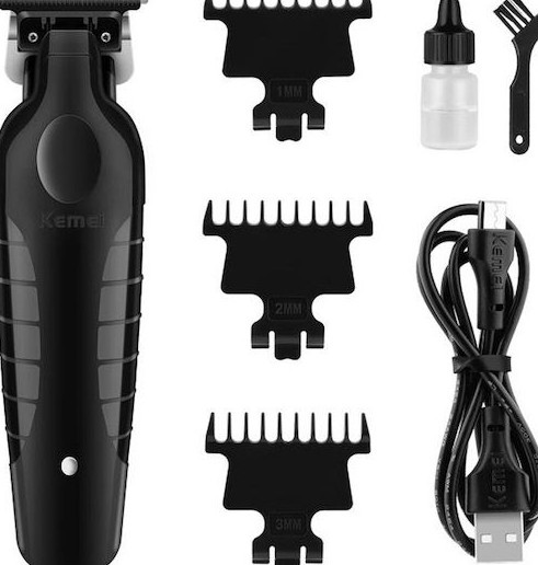 Kemei KM-2299 Trimmer Περιγράμματος | Επαναφορτιζόμενη Μηχανή | Μαλλιών & Γενιών | με T-Blade και USB Φόρτιση - Image 3