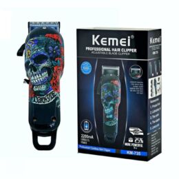 Κουρευτική Μηχανή Kemei KM-735 Darkside – Επαναφορτιζόμενη, 2200mAh | Ρυθμιζόμενη Λεπίδα, 5 Χτενάκια