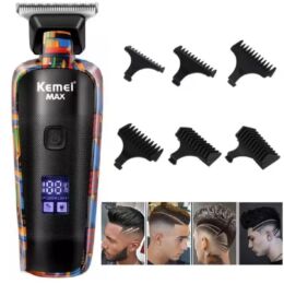 Kemei KM-MAX-5090 Επαναφορτιζόμενη Κουρευτική Μηχανή | με Οθόνη LED και 6 Χτενάκια