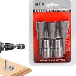 Σετ 5 Μαγνητικά Καρυδάκια Hex από Χάλυβα Cr-V – 6mm, 65mm Μήκος