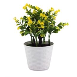 Διακοσμητικό Γλαστράκι με Κίτρινα Λουλούδια – Πλαστικό Φυτό Εσωτερικού Χώρου