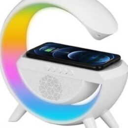 BT2301 LED Ηχείο Bluetooth με RGB Φωτισμό, FM Radio & Ασύρματη Φόρτιση – Λευκό
