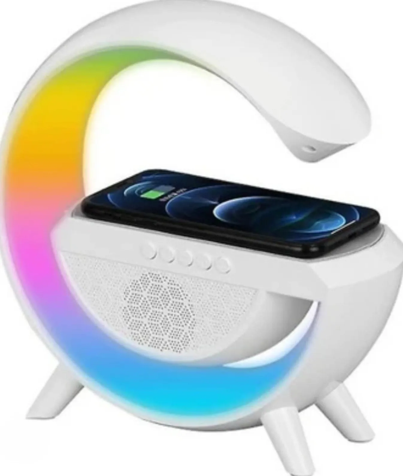 BT2301 LED Ηχείο Bluetooth με RGB Φωτισμό, FM Radio & Ασύρματη Φόρτιση – Λευκό