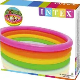 INTEX Παιδική Φουσκωτή Πισίνα | Rainbow Ring Pool – 168x46cm | Πολύχρωμη με Μαλακό Πάτο