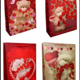 Χάρτινη Τσάντα Δώρου Super-Giant με Αρκουδάκι & Λουλούδια – Σχέδιο MIX