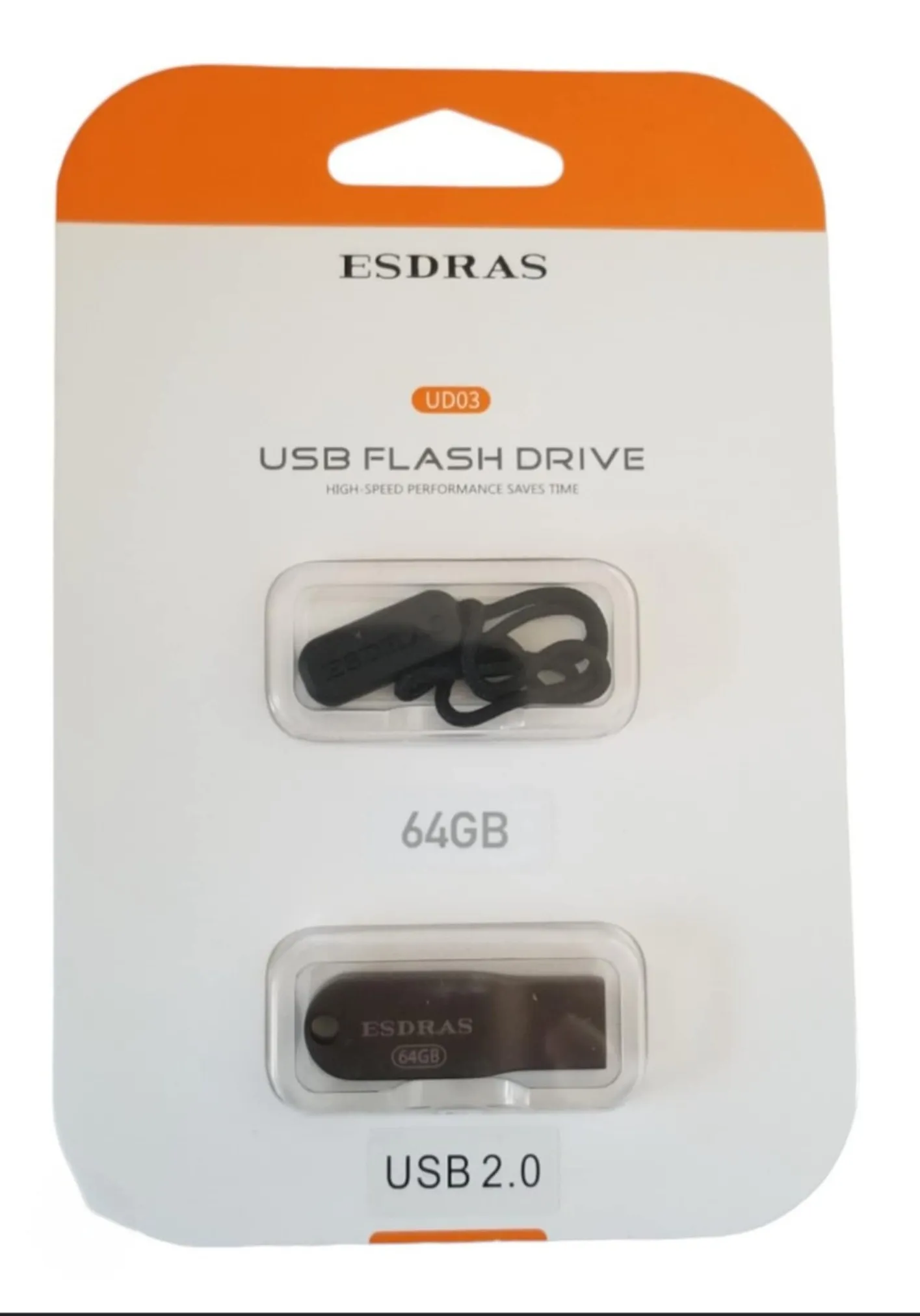 USB Flash Drive ESDRAS UD03 64GB – | USB 2.0 με Κορδόνι, Μαύρο