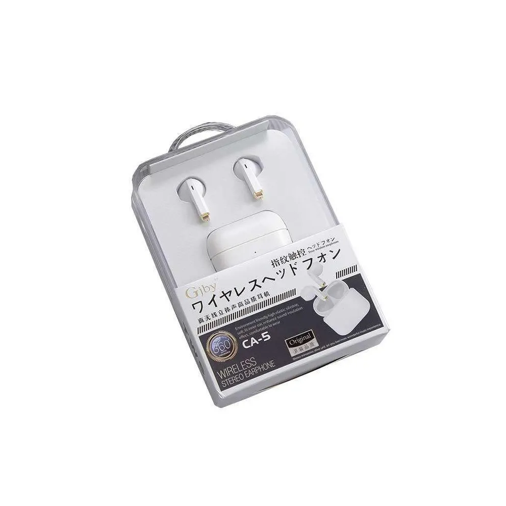 Gjby CA-5 TWS Ασύρματα Bluetooth Ακουστικά με Θήκη Φόρτισης, Χειριστήριο Αφής & Μικρόφωνο – Λευκά