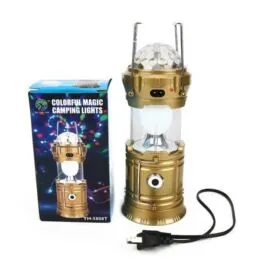 Φωτορυθμικό Φανάρι RGB LED SH-5802 με USB & Ηλιακή Φόρτιση – Χρυσό