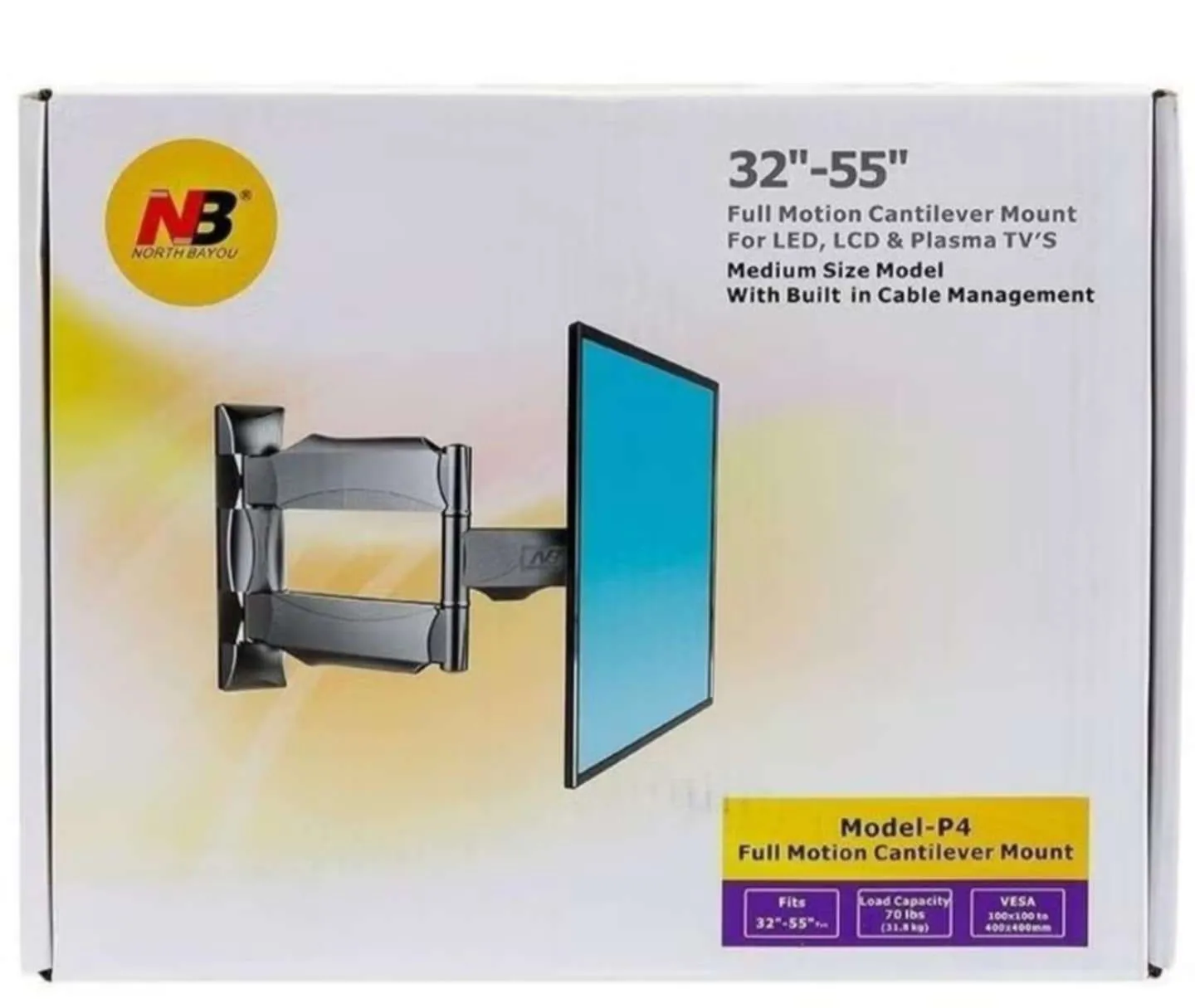Βάση Τηλεόρασης Τοίχου NB North Bayou P4 Full Motion για 32"-55", VESA 400x400 έως 27.3kg