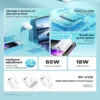 Remax RP-U125 Kiddy Series Φορτιστής Τοίχου 65W με Θύρες USB-A & Type-C – Λευκός - Image 3