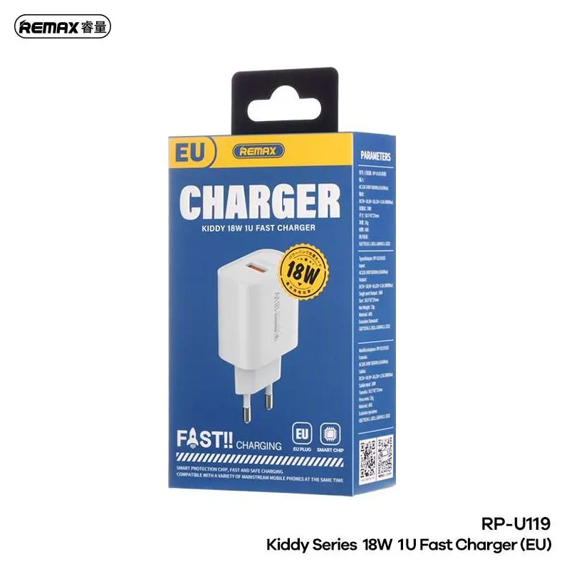 Remax RP-U119 Kiddy Series Φορτιστής Τοίχου 18W με Έξοδο USB-A – Λευκός