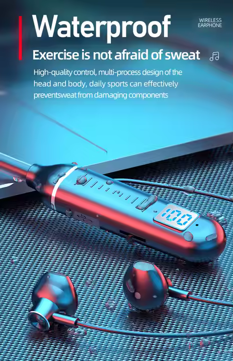 Bluetooth Ακουστικά Λαιμού ZHUTA YD Pink Halterneck με Μαγνητικά Earbuds και Ψηφιακή Οθόνη – Ροζ - Image 3