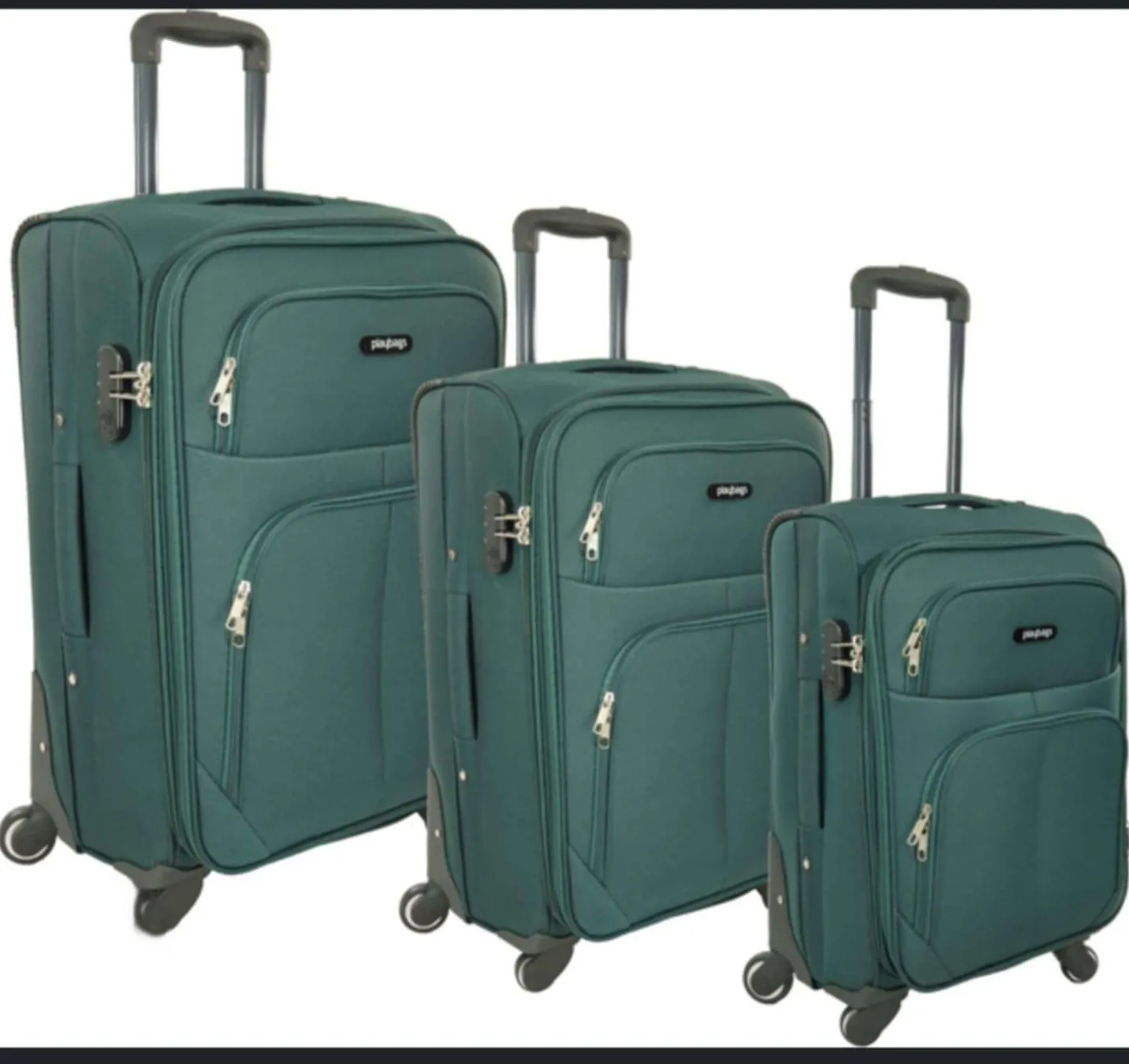 Σετ Υφασμάτινες Βαλίτσες Playbags FW877 (3 Τεμαχίων) – Πράσινο | με 4 Ρόδες & Επέκταση
