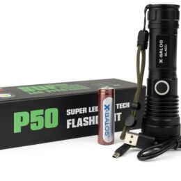 Επαναφορτιζόμενος Φακός LED X-BALOG P50 με Zoom & 5 Λειτουργίες Φωτισμού
