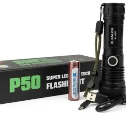 Επαναφορτιζόμενος Φακός LED X-BALOG P50 με Zoom & 5 Λειτουργίες Φωτισμού