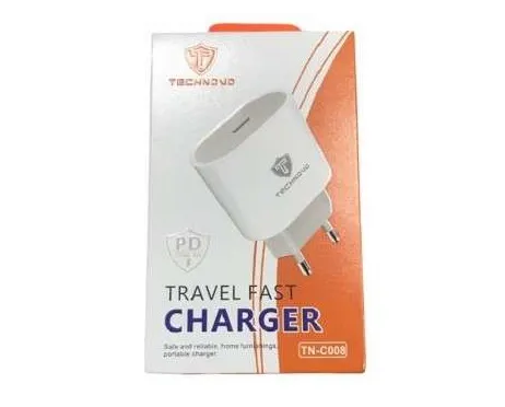 Technovo TN-C008 Φορτιστής Τοίχου USB-C 20W Ταχείας Φόρτισης – Λευκός - Image 2