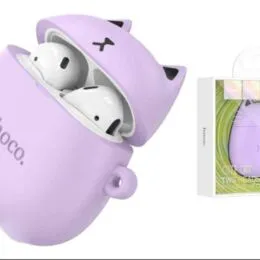 Hoco EW45 Cute Cat TWS Bluetooth Ακουστικά με Μικρόφωνο & Θήκη Φόρτισης – Λιλά