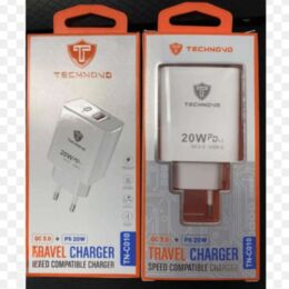 Φορτιστής Technovo TN-C010 - Λευκός | με Power Delivery 3.0 & Quick Charge 3.0 | 20W USB-C & USB-A