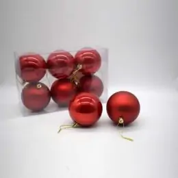 6τεμ Χριστουγεννιάτικες Μπάλες 8cm Christmas Red