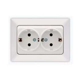 Πρίζα Σούκο Διπλή Χωνευτή 16Α Λευκή