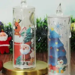 Διακοσμητικό Κερί LED Με Εσωτερική Χριστουγεννιάτικη Σκηνή – 12x4cm