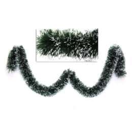 Χριστουγεννιάτικη Γιρλάντα Χιονισμένη Πράσινη και Λευκή 11cm x 2m