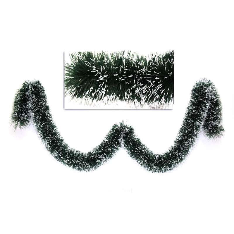 Χριστουγεννιάτικη Γιρλάντα Χιονισμένη Πράσινη και Λευκή 11cm x 2m