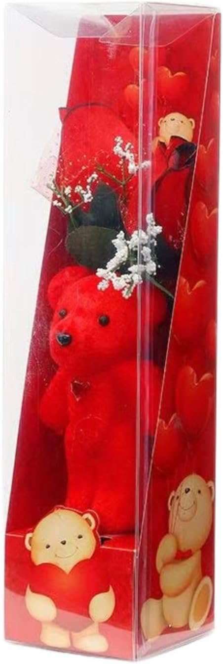 Δώρο Αγάπης με Αρκουδάκι & Τεχνητά Λουλούδια