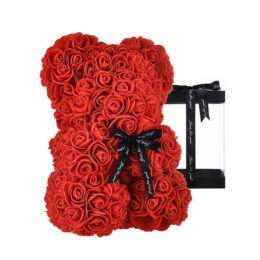 Τεχνητό Αρκουδάκι από Τριαντάφυλλα Κόκκινο