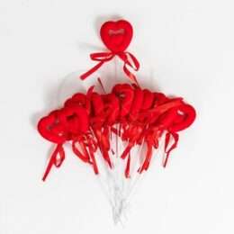 Σετ 5 Βελούδινες Καρδιές σε Στικ 23 εκ.