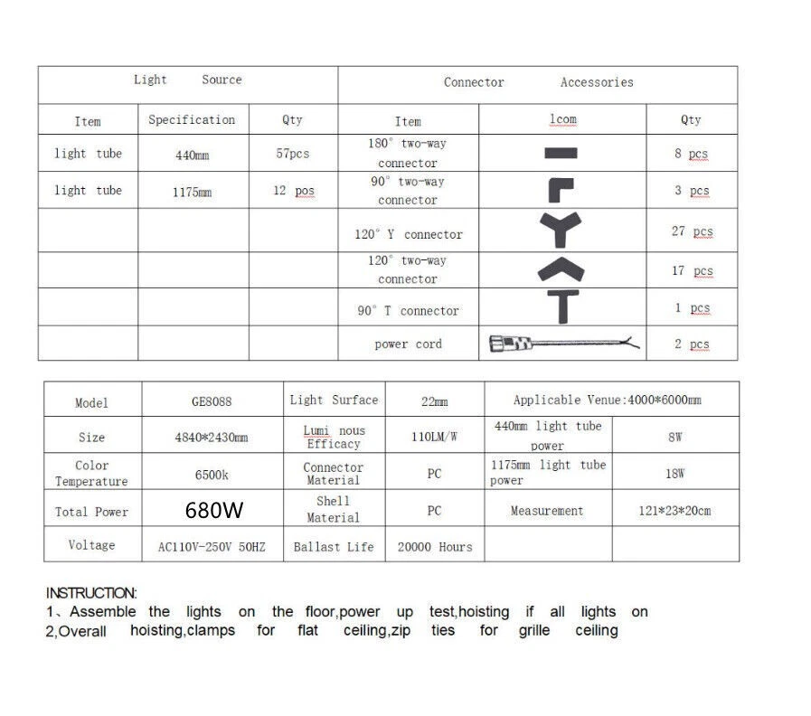 14 LED Εξάγωνο Φωτιστικό Οροφής LED Φωτισμός Γκαράζ 680W 6500k - Image 4